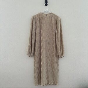 Vintage P.C.F. Hal Ferman Pleated Midi Dress Sz 6 Classic‎ Retro Neutral
